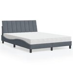 vidaXL Lit avec matelas gris foncé 140x190 cm velours