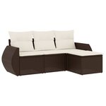 vidaXL Salon de jardin 4 Pièces avec coussins marron résine tressée