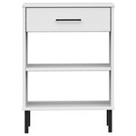 vidaXL Armoire console avec pieds en métal Blanc Bois pin massif OSLO