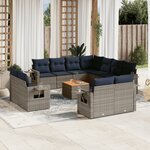 vidaXL Salon de jardin avec coussins 12 Pièces gris résine tressée
