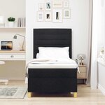 vidaXL Lit à ressorts avec matelas Noir 100 x 200 cm tissu