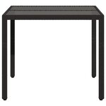 vidaXL Table de jardin dessus en verre Noir 90x90x75 cm Résine tressée