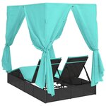 vidaXL Transat double Réglable Turquoise 205 x 129 x 200 cm polyrotin