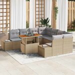 vidaXL Ensemble de canapé de jardin 9 Pièces Beige Poly rotin