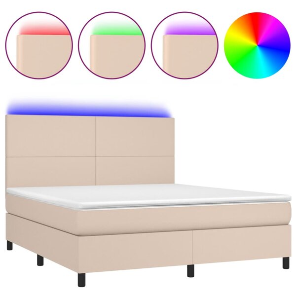 vidaXL Sommier à lattes de lit avec matelas LED Cappuccino 180x200 cm