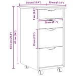 vidaXL Cabinet roulant avec bureau avec roue MOSS Vernis transparent