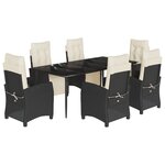 vidaXL Ensemble à manger de jardin coussins 7Pièces Noir Résine tressée