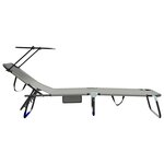 VidaXL chaises longues pliantes  2 Pièces  avec auvent  gris  en tissu Oxford 600D.