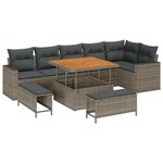 vidaXL Ensemble de canapé de jardin 9 Pièces Gris 100 x 100 x 71 cm