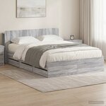 vidaXL Cadre de lit avec rangement Sonoma gris 160 x 200 cm