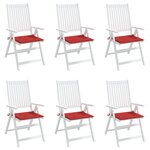 vidaXL Coussins de chaise de jardin 6 Pièces rouge 40x40x3cm tissu oxford