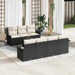 vidaXL Ensemble de canapé de jardin 8 Pièces Noir Poly rotin