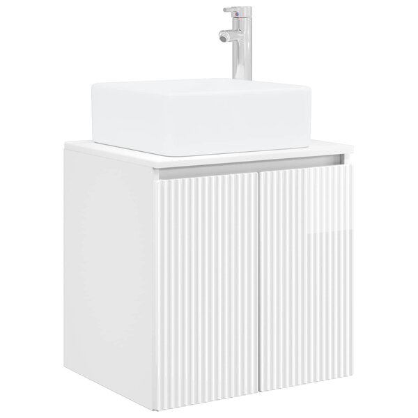 vidaXL Vanité de lavabo mural Blanc brillant 49 5 x 41 x 63 cm