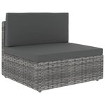 vidaXL Salon de jardin 5 Pièces avec coussins Gris Résine tressée
