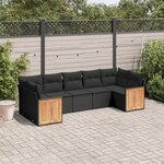 vidaXL Salon de jardin 7 Pièces avec coussins noir résine tressée