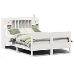 vidaXL Lit bibliothèque sans matelas blanc 140x190 cm bois pin massif