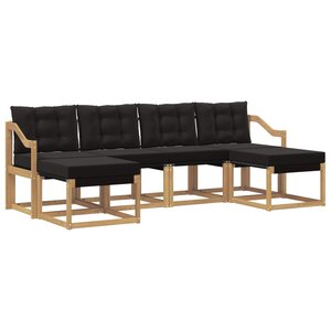 vidaXL Ensemble de canapés d'extérieur 6 pc Blanc et noir