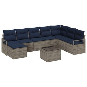 vidaXL Ensemble de Canapés avec coussin 9 Pièces Gris polyrotin
