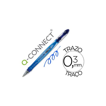 Stylo-bille écriture moyenne 0.5mm corps translucide grip caoutchouc coloris bleu Q-CONNECT