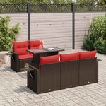 vidaXL Salon de jardin avec coussins 6 Pièces marron résine tressée acacia