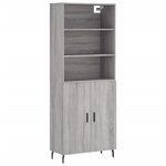 vidaXL Buffet haut Sonoma gris 69 5x34x180 cm Bois d'ingénierie