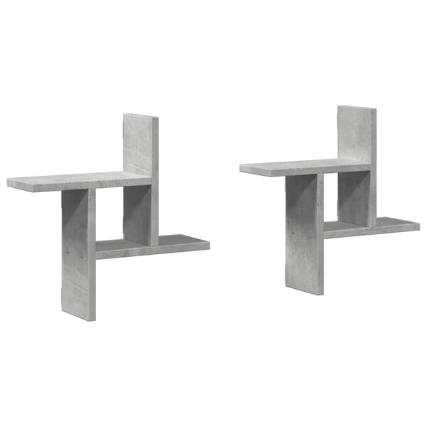 vidaXL Étagères murales 2 Pièces gris béton 38x12x38 cm bois d'ingénierie