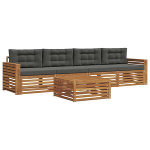 vidaXL Ensemble de canapés d'extérieur 5 Pièces Naturel et Anthracite