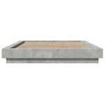 vidaXL Cadre de lit et lumières LED sans matelas gris béton 135x190 cm