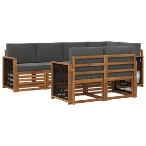 vidaXL Ensemble de canapé d'angle 6 Pièces Naturel et Anthracite