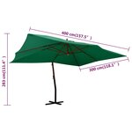vidaXL Parasol de jardin en porte-à-faux avec mât en bois vert