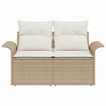 vidaXL Sofa de jardin 2 places avec rangement et coussins beiges en poly rattan