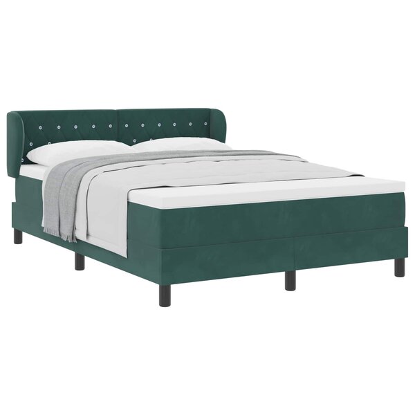 vidaXL Lit à ressorts avec matelas Vert foncé 140 x 190 cm Velours