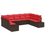 vidaXL Ensemble de canapé de jardin 9 Pièces Marron polyrotin