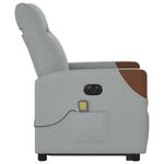 vidaXL Fauteuil inclinable de massage électrique Gris clair Tissu