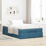 vidaXL Cadre de lit ottoman avec matelas bleu foncé 120x200 cm velours
