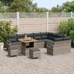 vidaXL Ensemble de canapé de jardin 12 Pièces Gris Poly rotin