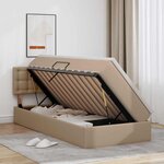 vidaXL Lit avec rangement et LED avec matelas Cappuccino 90 x 190 cm