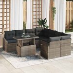 vidaXL Ensemble de canapé de jardin 9 Pièces Gris 100 x 55 x 73 cm