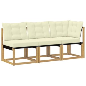 vidaXL Canapé d’extérieur milieu et coin avec coussin 3 Pièce Blanc
