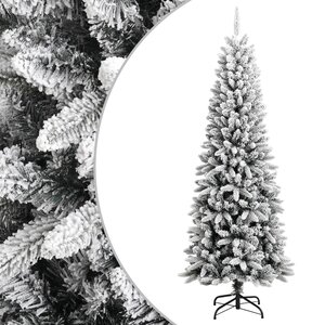 vidaXL Sapin de Noël artificiel avec neige floquée 210 cm PVC et PE