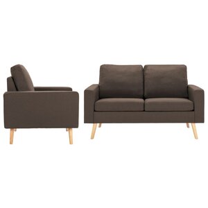 vidaXL Ensemble de canapés 2 Pièces Tissu Marron