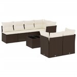 vidaXL Salon de jardin 8 Pièces avec coussins marron résine tressée