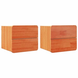 vidaXL Table de chevet 2 Pièces Marron 39 x 34 x 33 cm Bois de pin massif