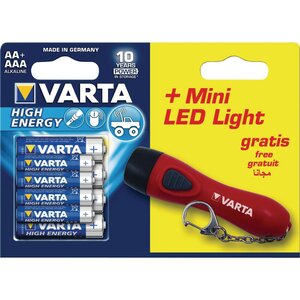 ReadyToSell Alkaline 4 AA + 4 AAA + Mini Led Light gratis VARTA