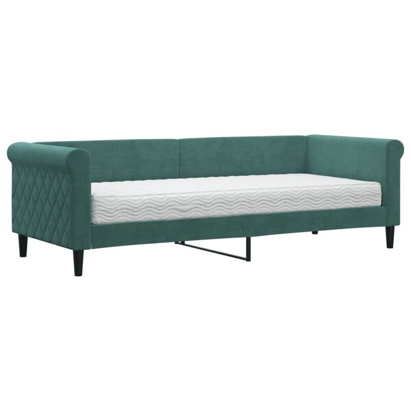 vidaXL Lit de jour avec matelas vert foncé 80x200 cm velours