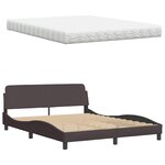 vidaXL Lit avec matelas marron foncé 160x200 cm tissu