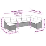 vidaXL Ensemble de Canapé de Jardin 8 Pièces avec Coussins en Poly Rattan Gris