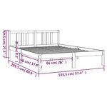 vidaXL Cadre de lit Gris Bois massif 140x200 cm