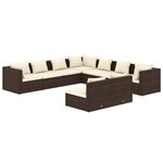 vidaXL Salon de jardin avec coussins 9 Pièces marron résine tressée