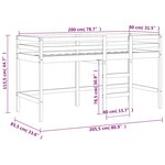 vidaXL Lit mezzanine enfants avec tunnel sans matelas rose 80x200 cm